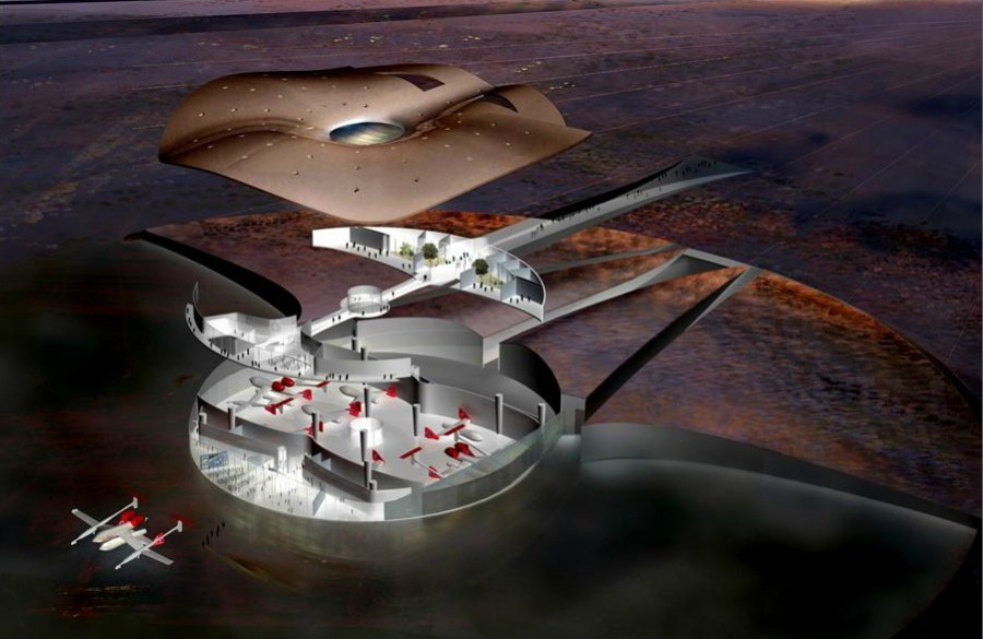 Частный Galactic Spaceport от миллиардера Ричарда Брэнсона открыт в Нью-Мексико, США, октябрь 2011 года