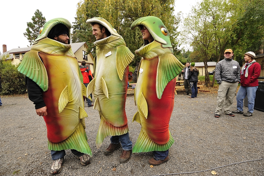 Сторонники движения "За освобождение лососей" празднуют победу, 26 октября