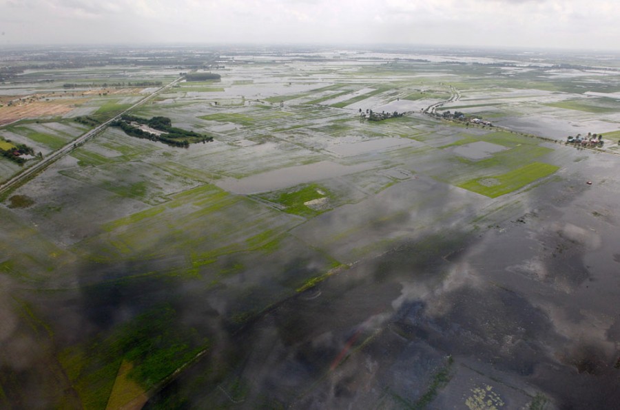 Затопленные сельхозугодия провинции Аюттхая, 10 октября 2011