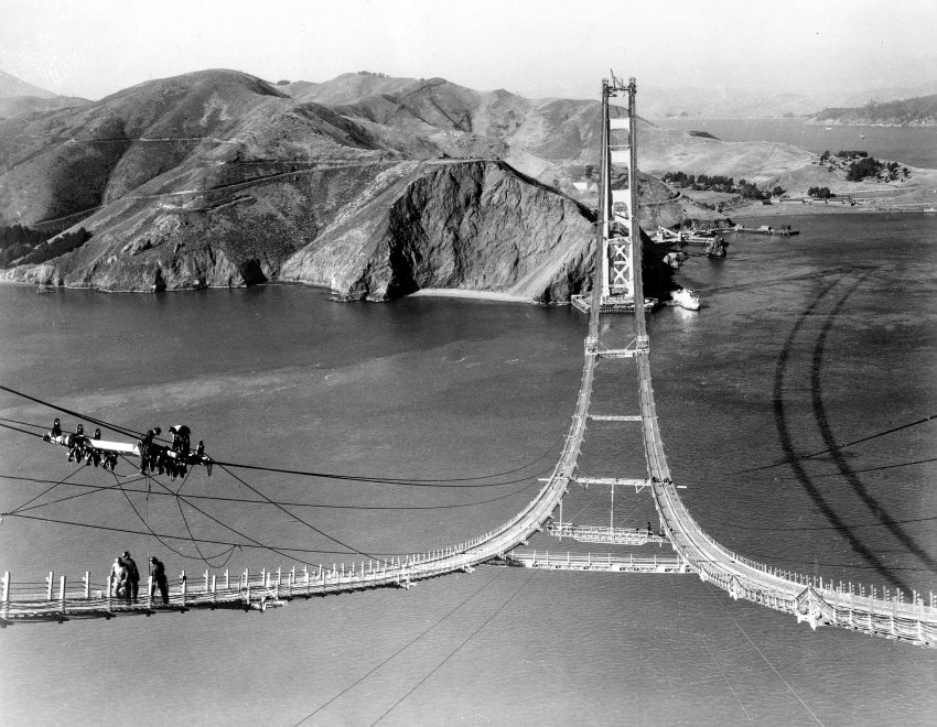 Строительство моста, 1935 г