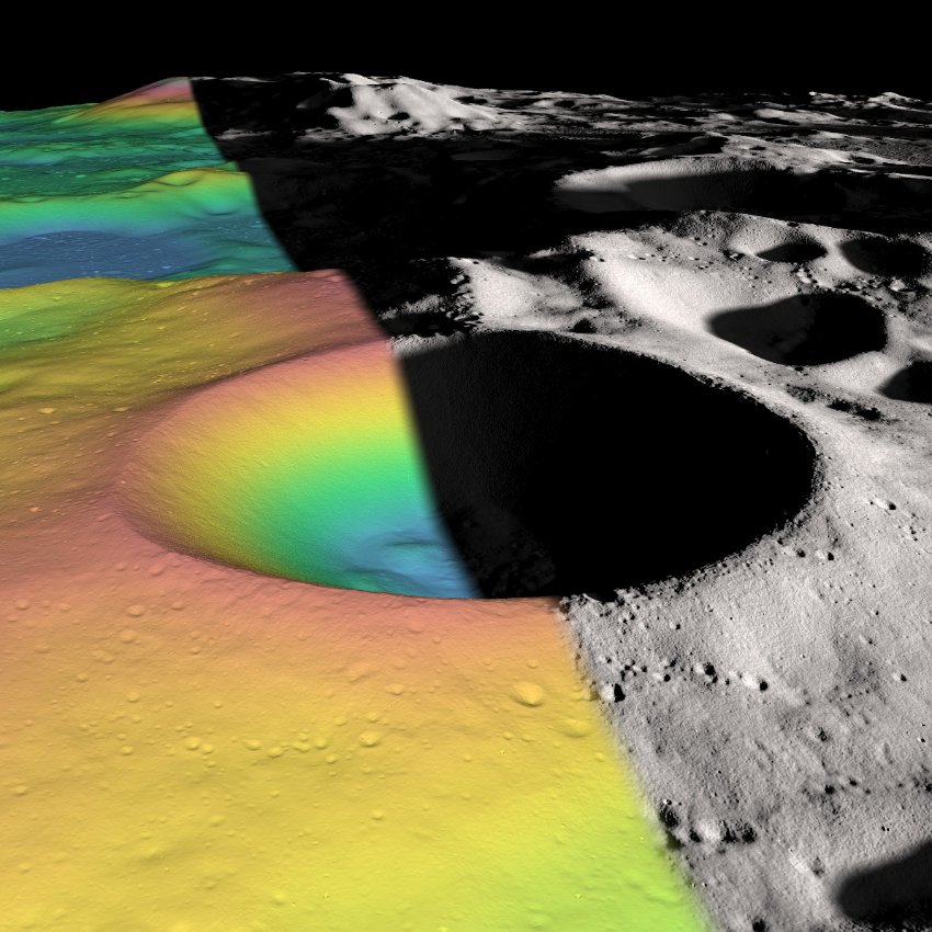 Цифровую модель кратера удалось сделать благодаря огромному числу измерений  LRO